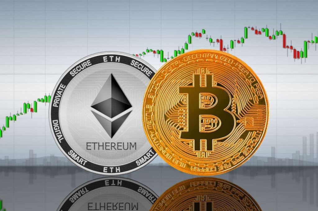 comparando a valorização histórica de BTC e ETH